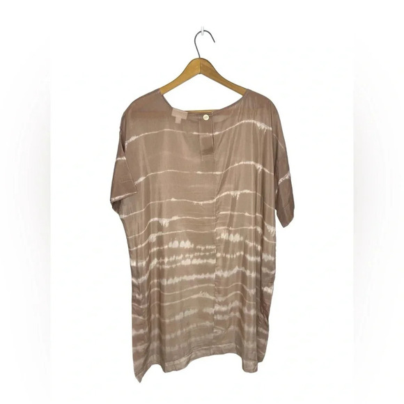 PUREJILL Silk Fawn Ombre Tye Dye Beachy Short Sleeve Popover Boho Tunic - Picture 9 of 13